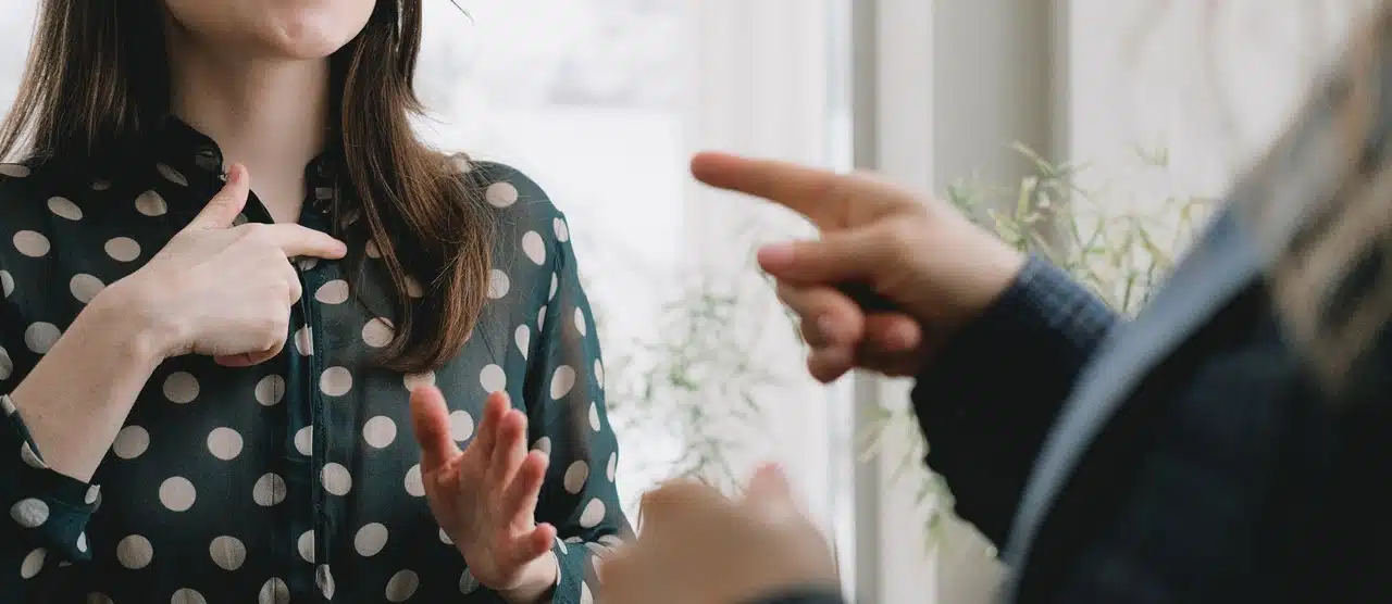 Two woman having a disagreement