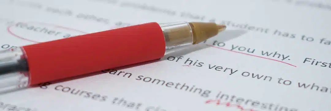 Analysis of a written document with sections of interest underlined in red