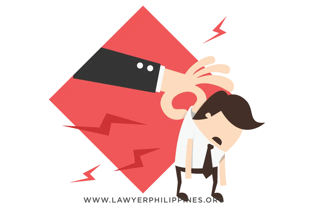A suited hand with anger signs around it holding an employee by his collar and walking him out of a business after Termination due to AWOL under the Philippine Labor Code