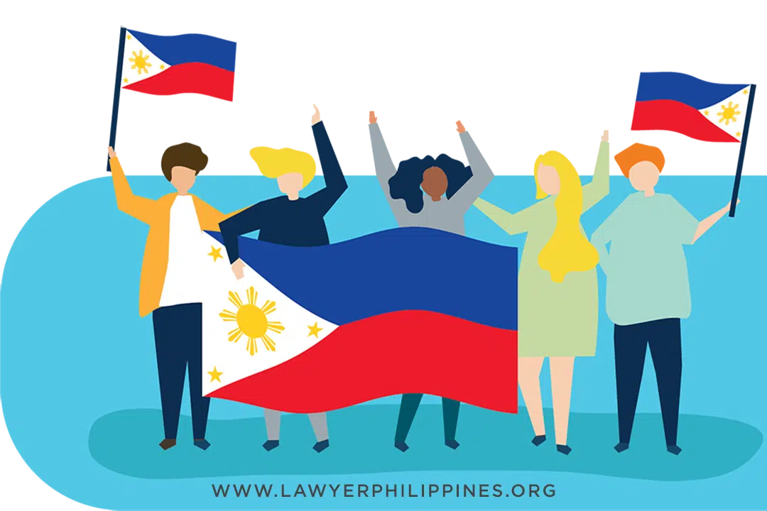 People celebrating their successful Philippine naturalization and holding up flags.