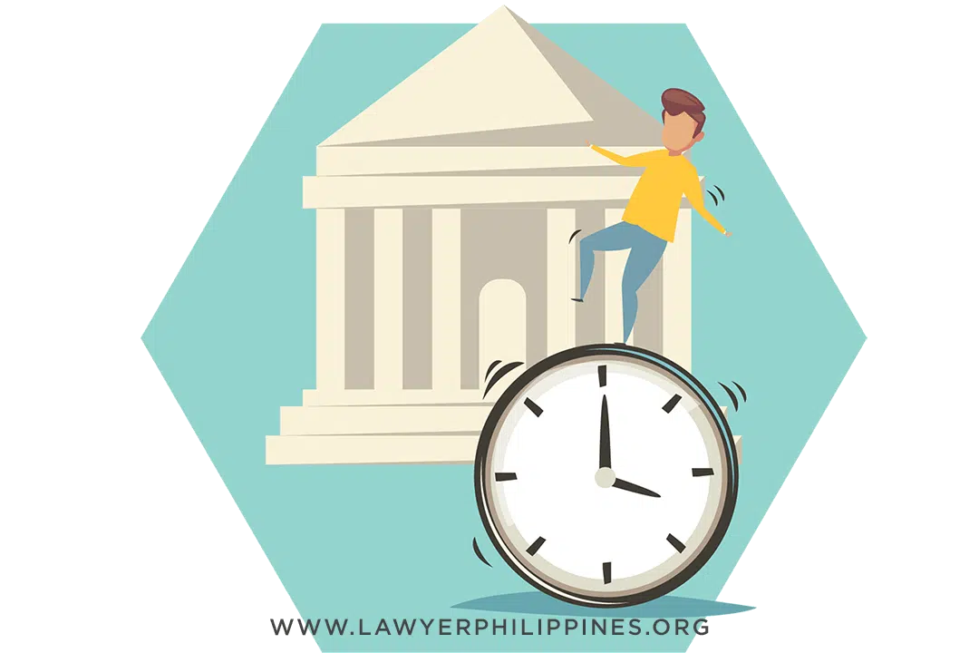 A ringing clock and a courtroom to indicate court processes take time