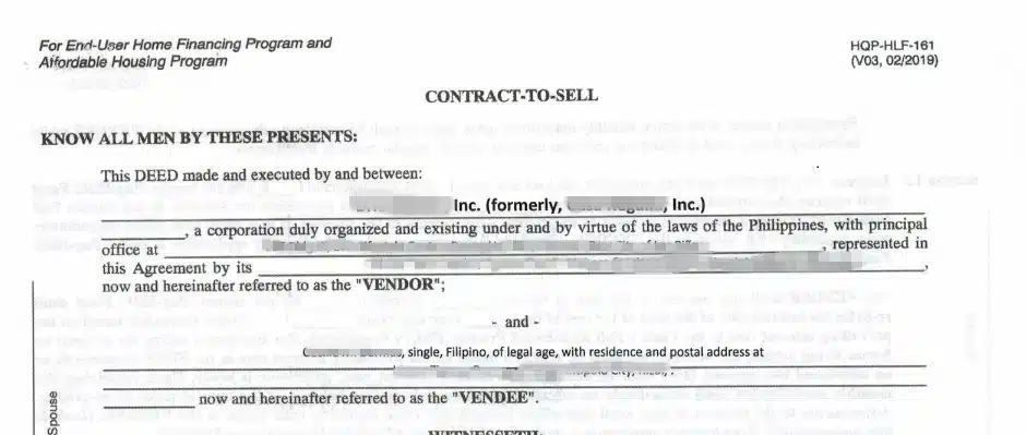 Sample title page of a Deed of Sale