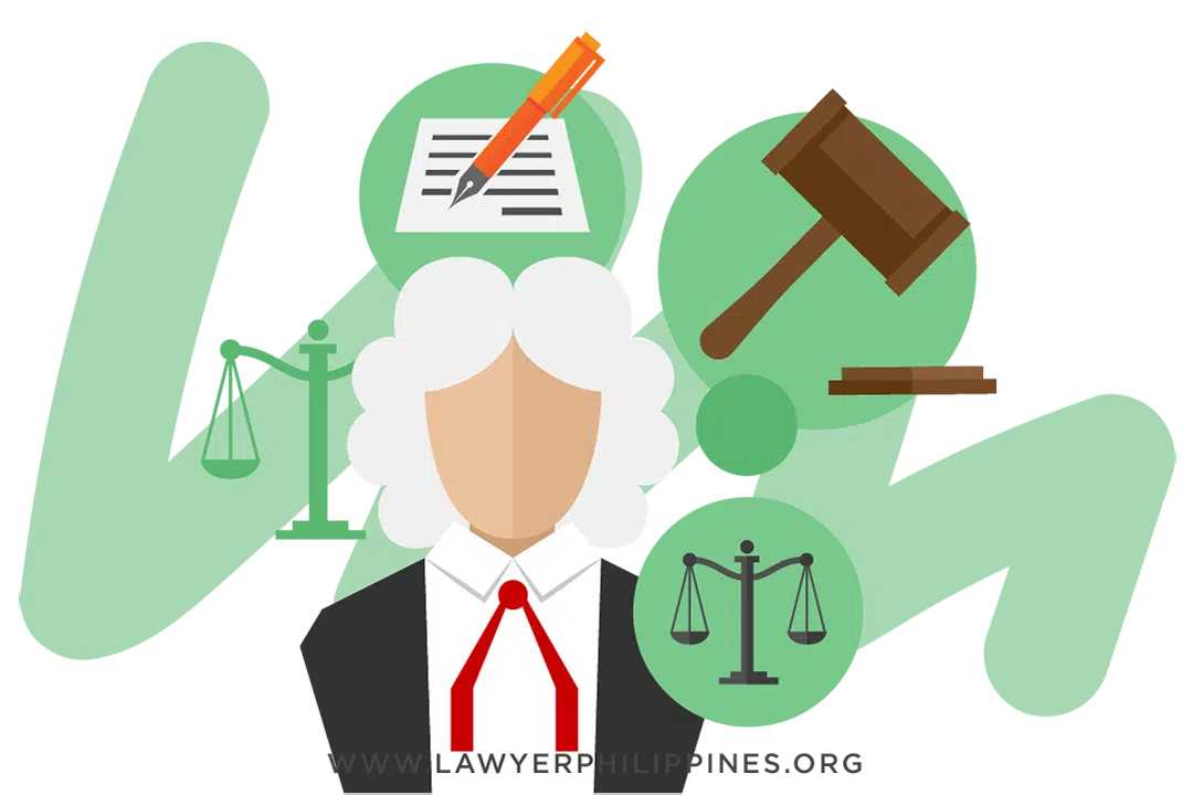 Reconstitution of Title Philippines – the Decision will take some time as it will rely on the availability of the judge. In this picture is a judge in a white court wig and around his head are the Scales of Justice symbol, Papers and a gavel and stand.