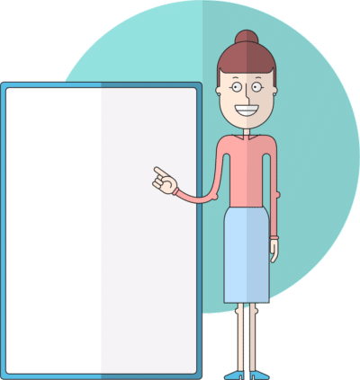 Teacher pointing at the whiteboard