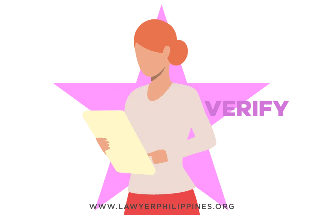 A woman with ginger hair holding and looking at a Land Title Certificate. Behind her is a lilac star and the word