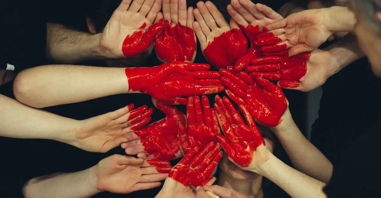 Hands with paint