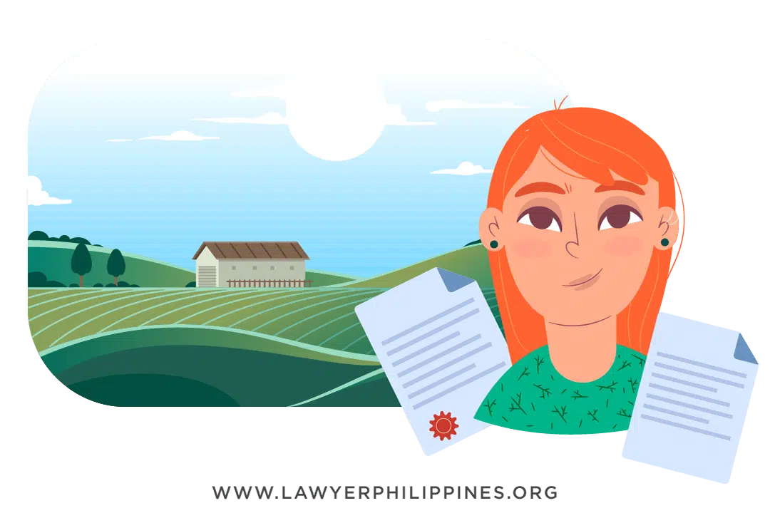 A woman with ginger hair with a house behind her. She is holding 2 Certificated documents representing Philippine Land Titles. Reconstitution of Title Philippines is needed when the RD copy is missing because both documents are used to confirm ownership.