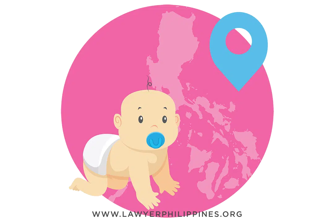 A white baby with the Philippine map behind him showing and a map marker showing his birthplace in the Philippines.