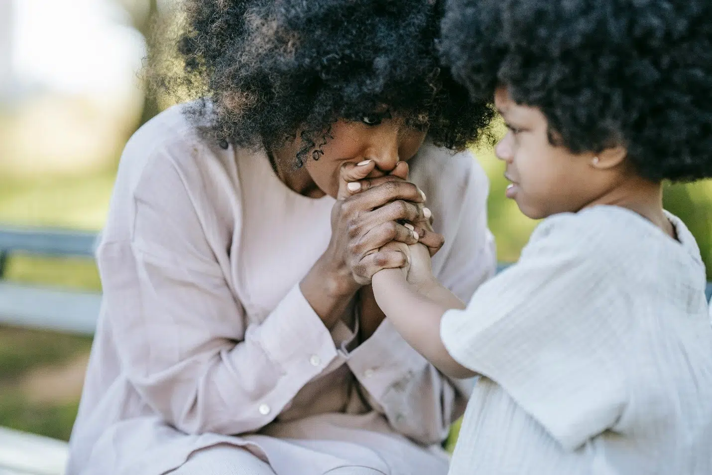 Parental Kidnapping mother and child on a park bench 1