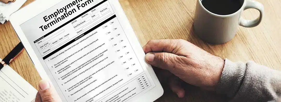 An employee holding an employment termination form