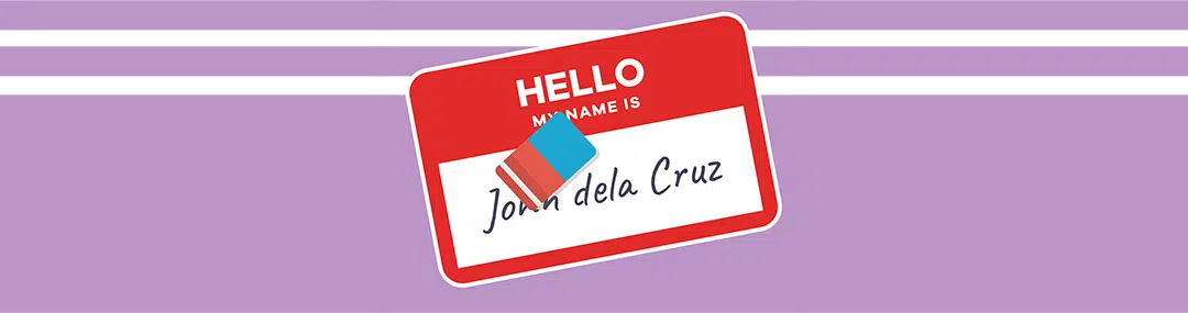 An ID badge with the first name being deleter by an eraser. Article: Correcting your NSO Birth Certificate (3 Major Corrections Explained) by Lawyers in the Philippines