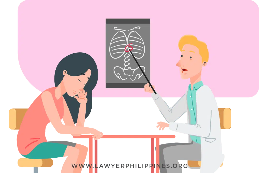 An upset employee in a doctor's clinic as he is discussing her condition.