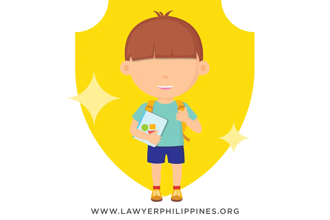 An child in front of a badge indicating how adopted children have protected rights before the law.