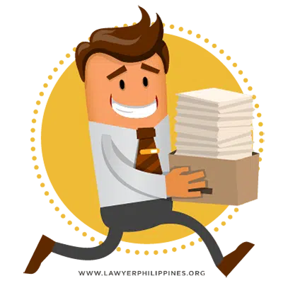 A lawyer in a white shirt with a dark tie, running whilst holding a pile of documents to be submitted as part of a Philippine Reconstitution of Title case.