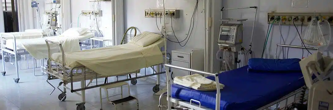 Patient beds in a ward